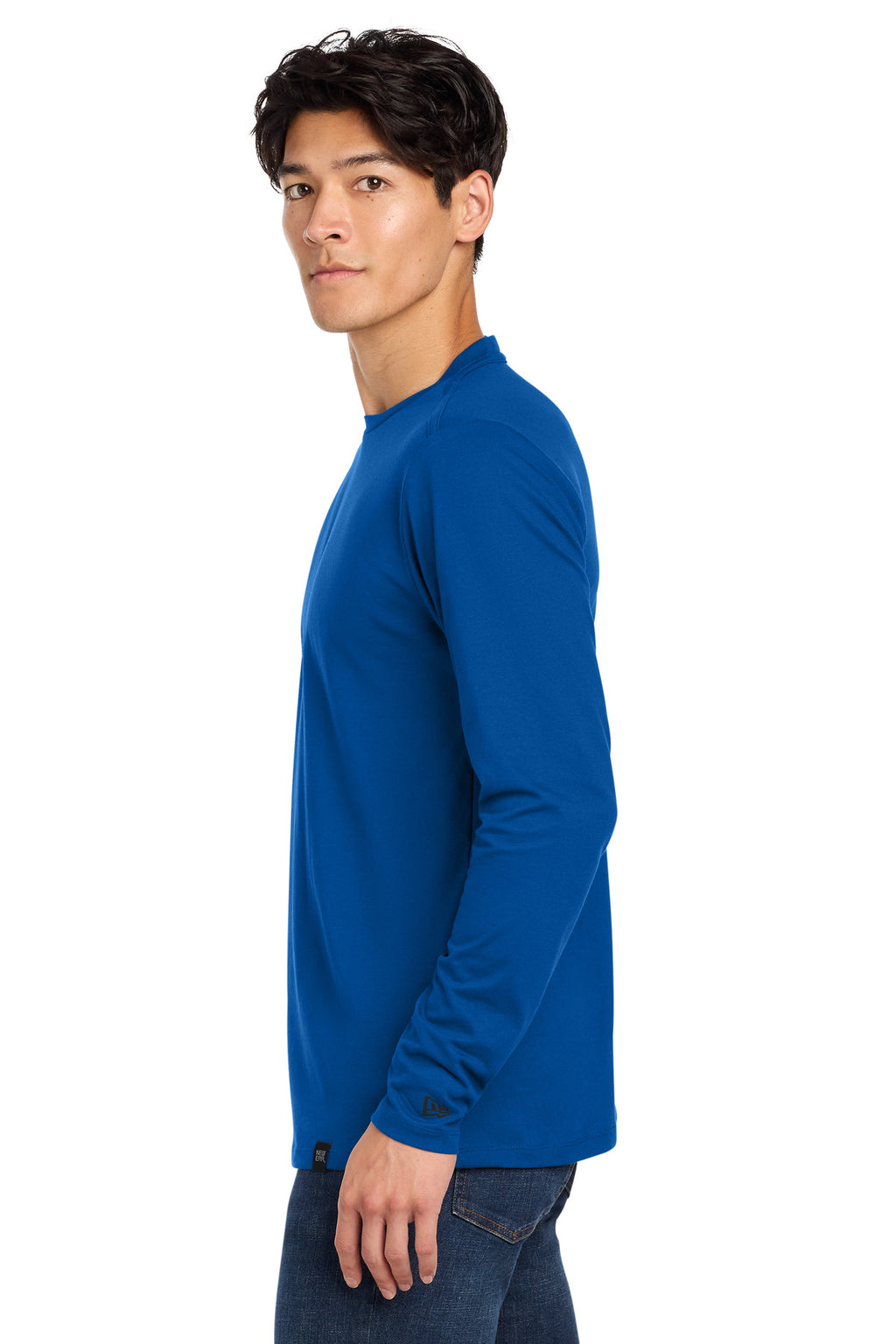 New Era Heritage Blend Long Sleeve Crew Tee. NEA102 - Royal - side
