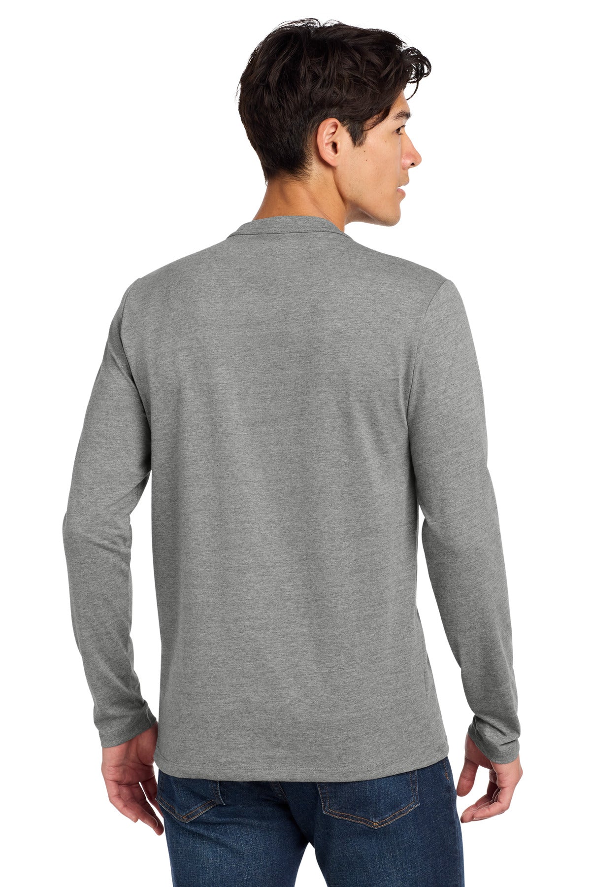 New Era Heritage Blend Long Sleeve Crew Tee. NEA102 - Shadow Grey Heather - back