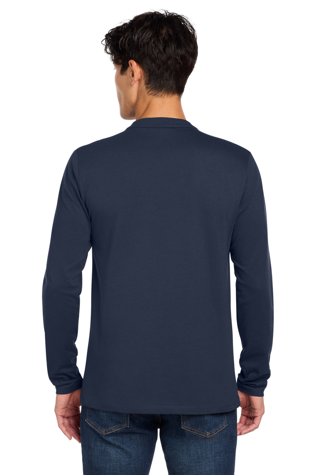 New Era Heritage Blend Long Sleeve Crew Tee. NEA102 - True Navy - back