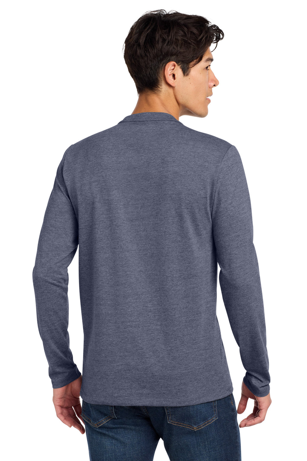 New Era Heritage Blend Long Sleeve Crew Tee. NEA102 - True Navy Heather - back