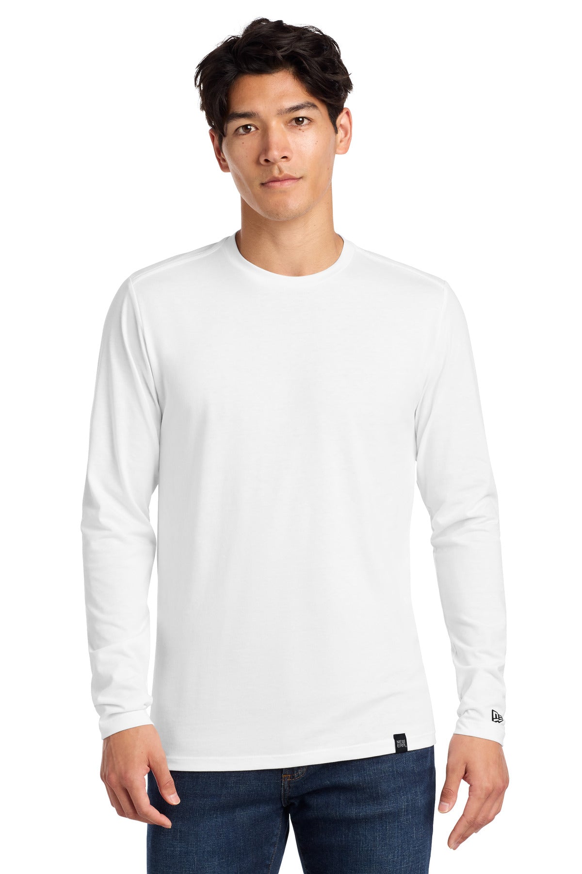 New Era Heritage Blend Long Sleeve Crew Tee. NEA102 - White - front