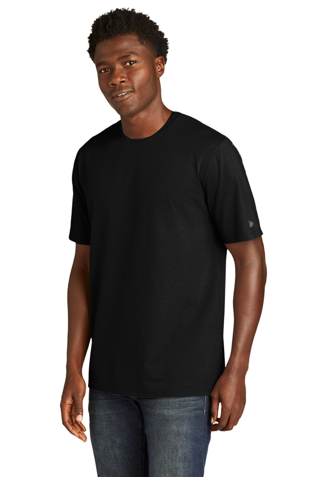 New Era Tri-Blend Tee NEA135 - Black Solid - three_q