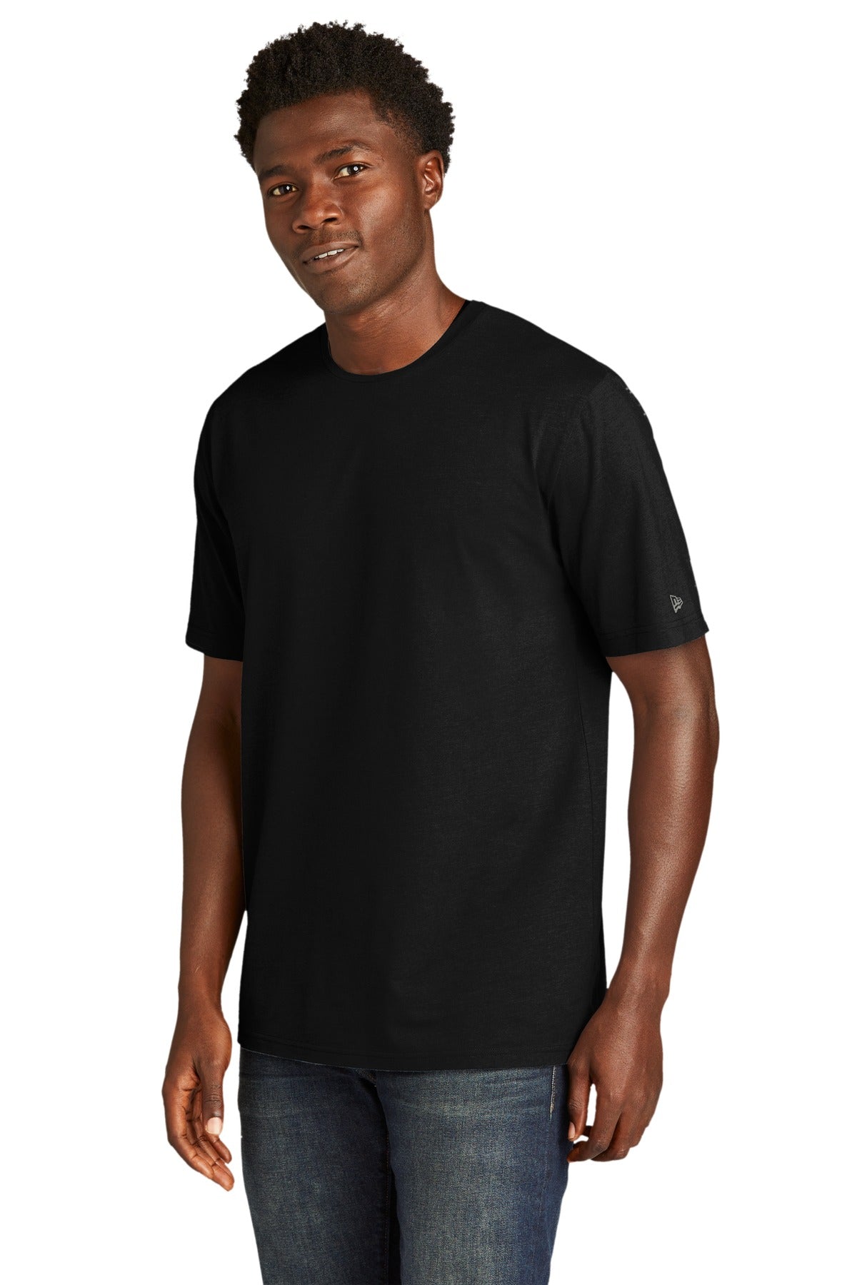 New Era Tri-Blend Tee NEA135 - Black Solid - three_q