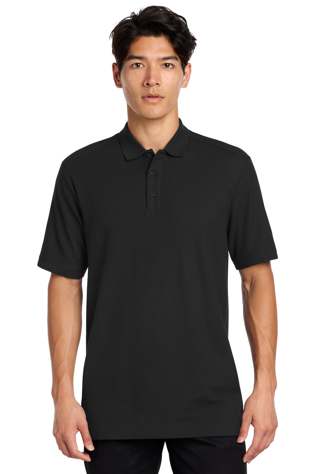 DISCONTINUED New Era Venue Home Plate Polo. NEA300 - Black - front