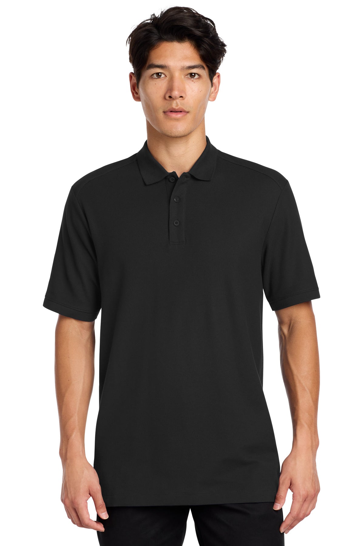 DISCONTINUED New Era Venue Home Plate Polo. NEA300 - Black - front