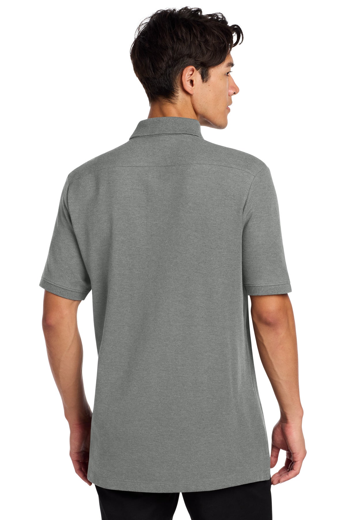 DISCONTINUED New Era Venue Home Plate Polo. NEA300 - Graphite Heather - back