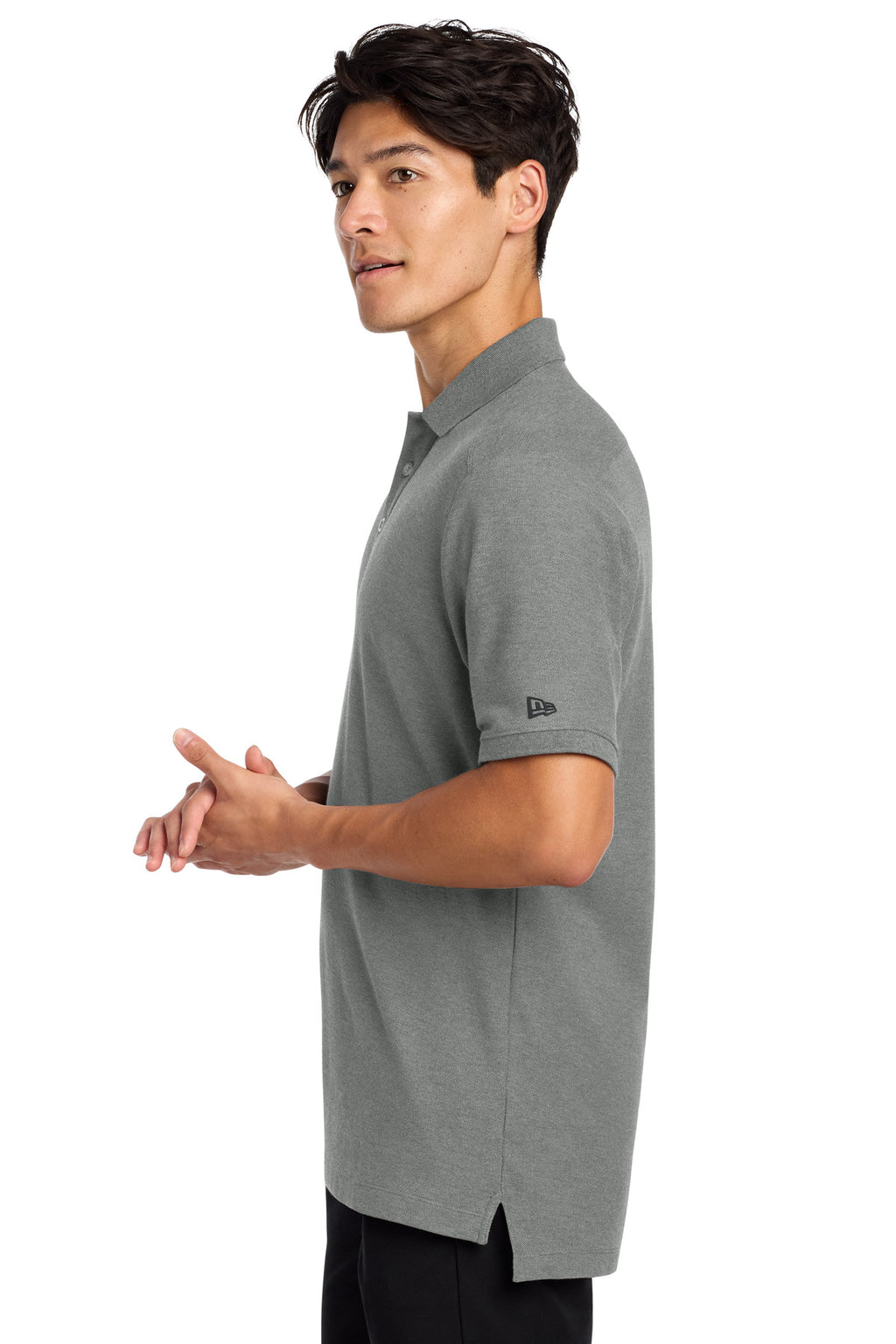 DISCONTINUED New Era Venue Home Plate Polo. NEA300 - Graphite Heather - side