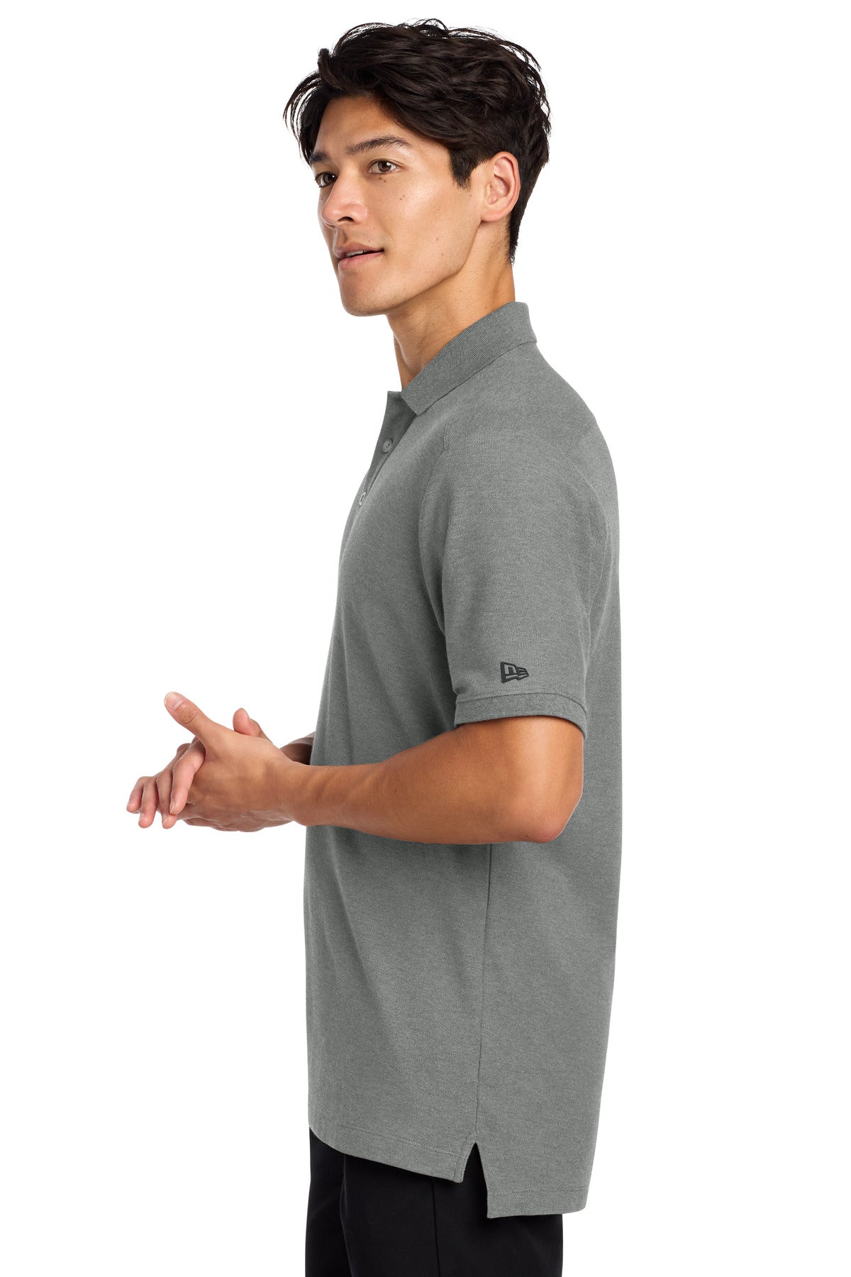 DISCONTINUED New Era Venue Home Plate Polo. NEA300 - Graphite Heather - side