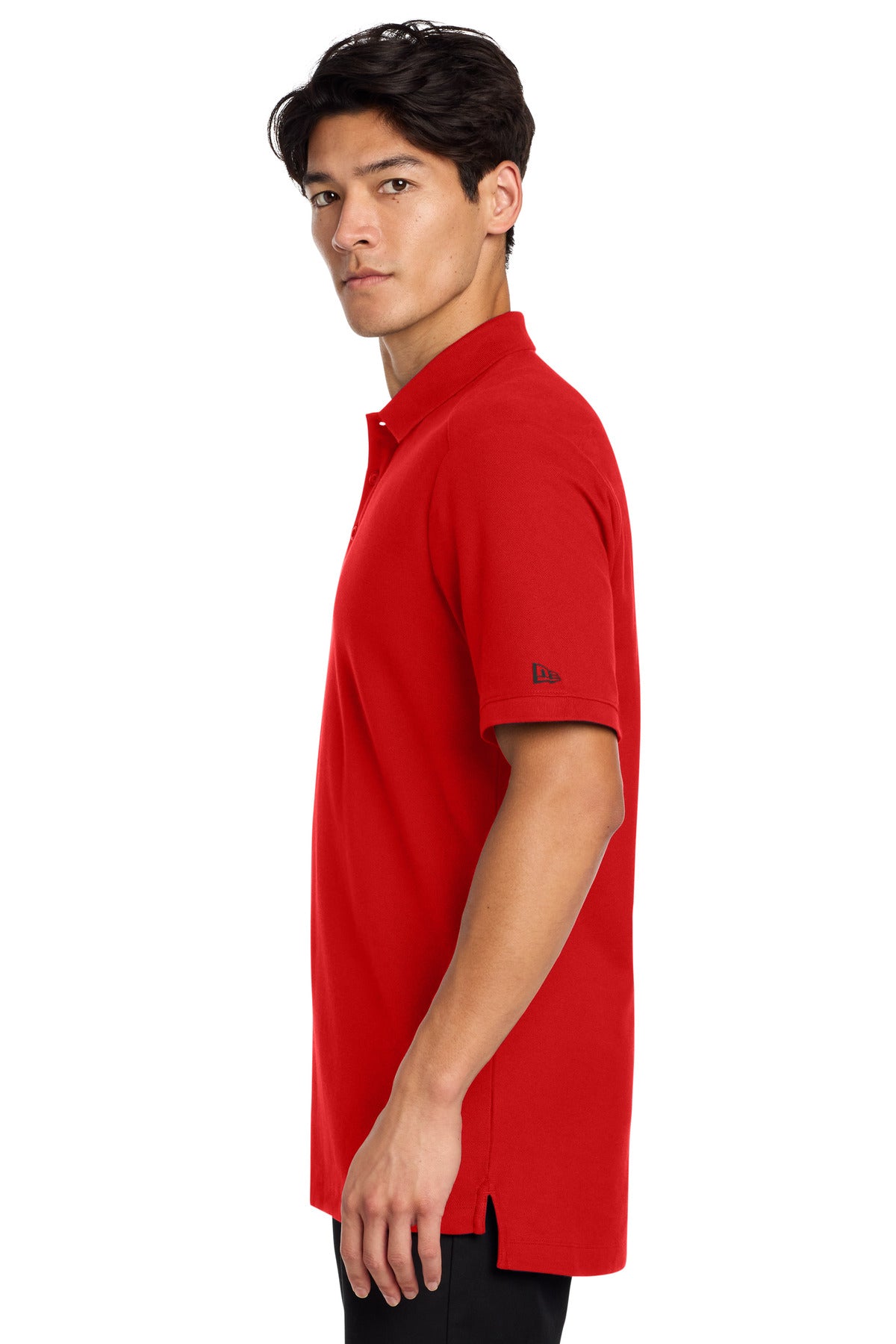 DISCONTINUED New Era Venue Home Plate Polo. NEA300 - Scarlet - side