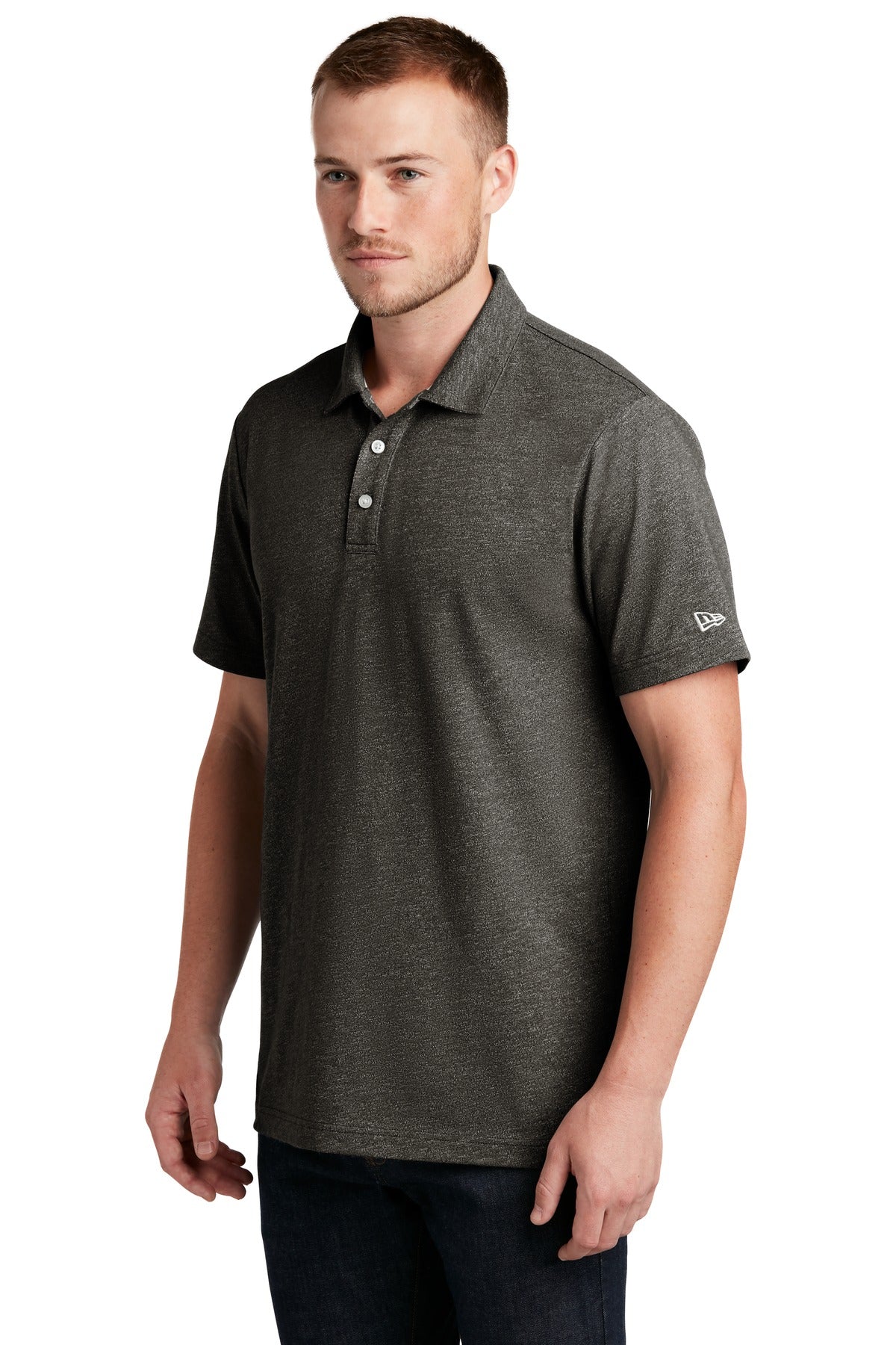 New Era Slub Twist Polo NEA301 - Black Twist - three_q