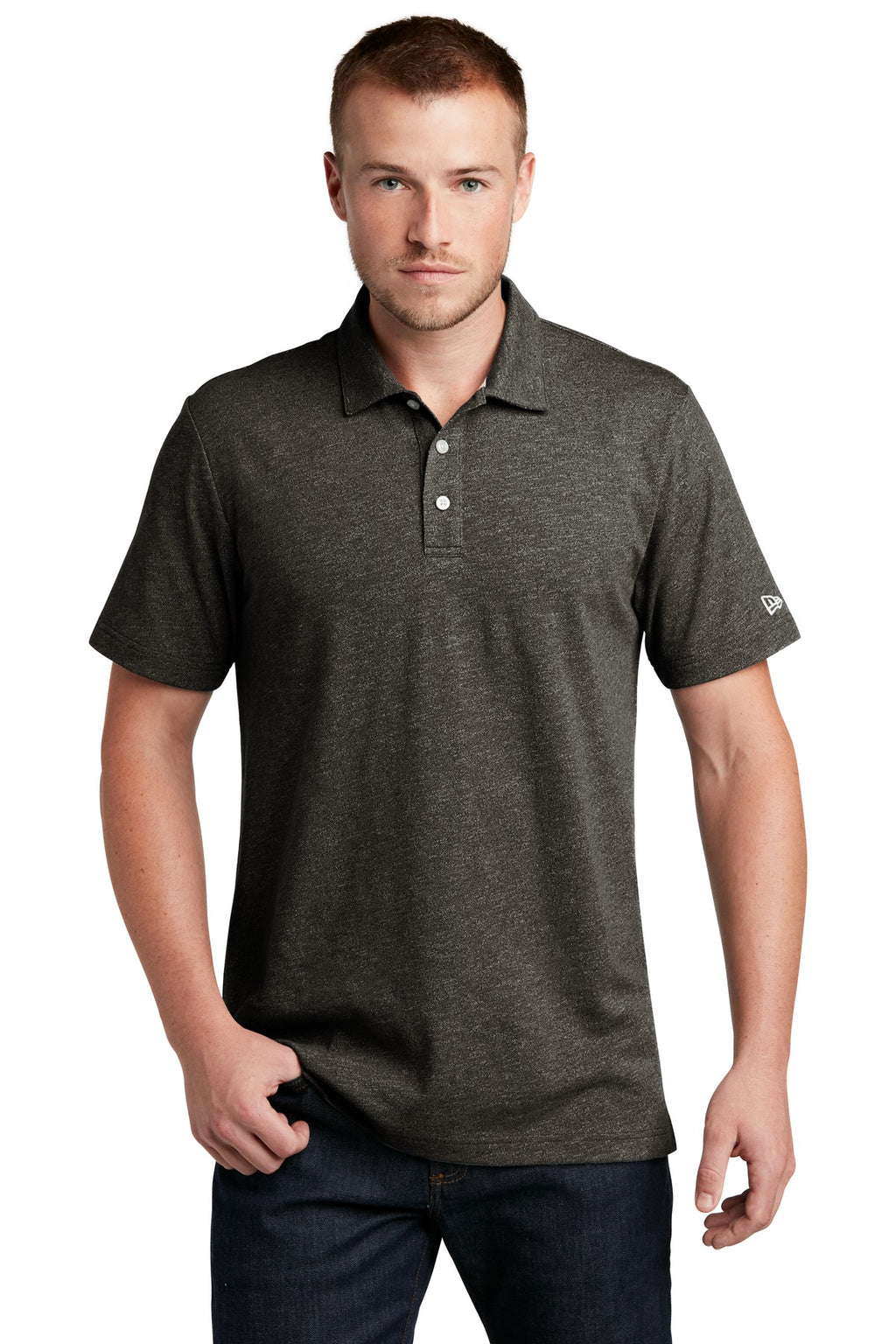 New Era Slub Twist Polo NEA301 - Black Twist - front