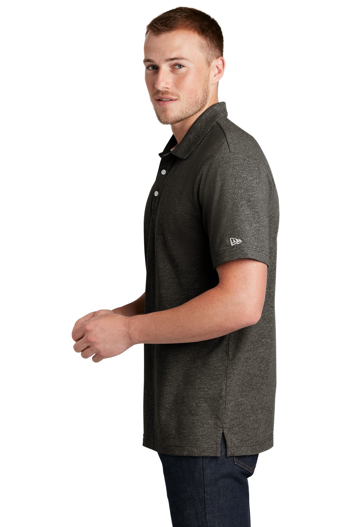 New Era Slub Twist Polo NEA301 - Black Twist - side