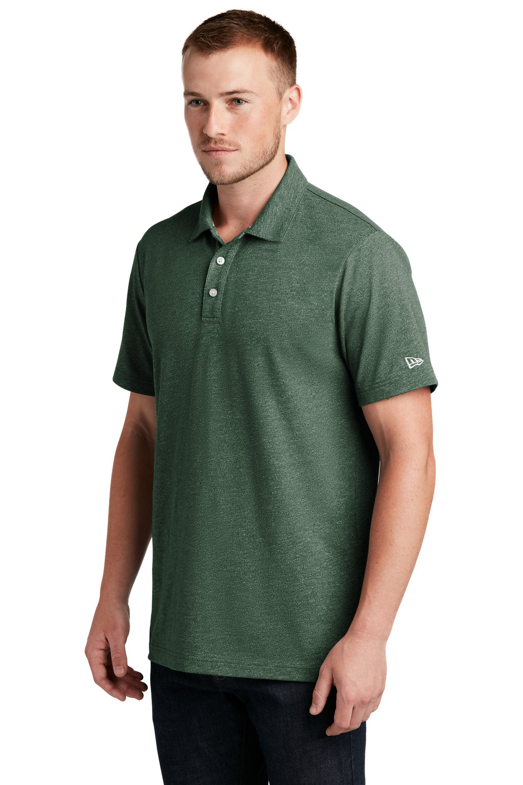 New Era Slub Twist Polo NEA301 - Dark Green Twist - three_q