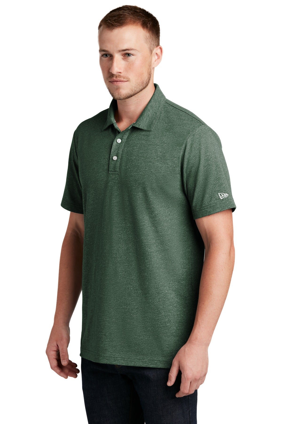 New Era Slub Twist Polo NEA301 - Dark Green Twist - three_q