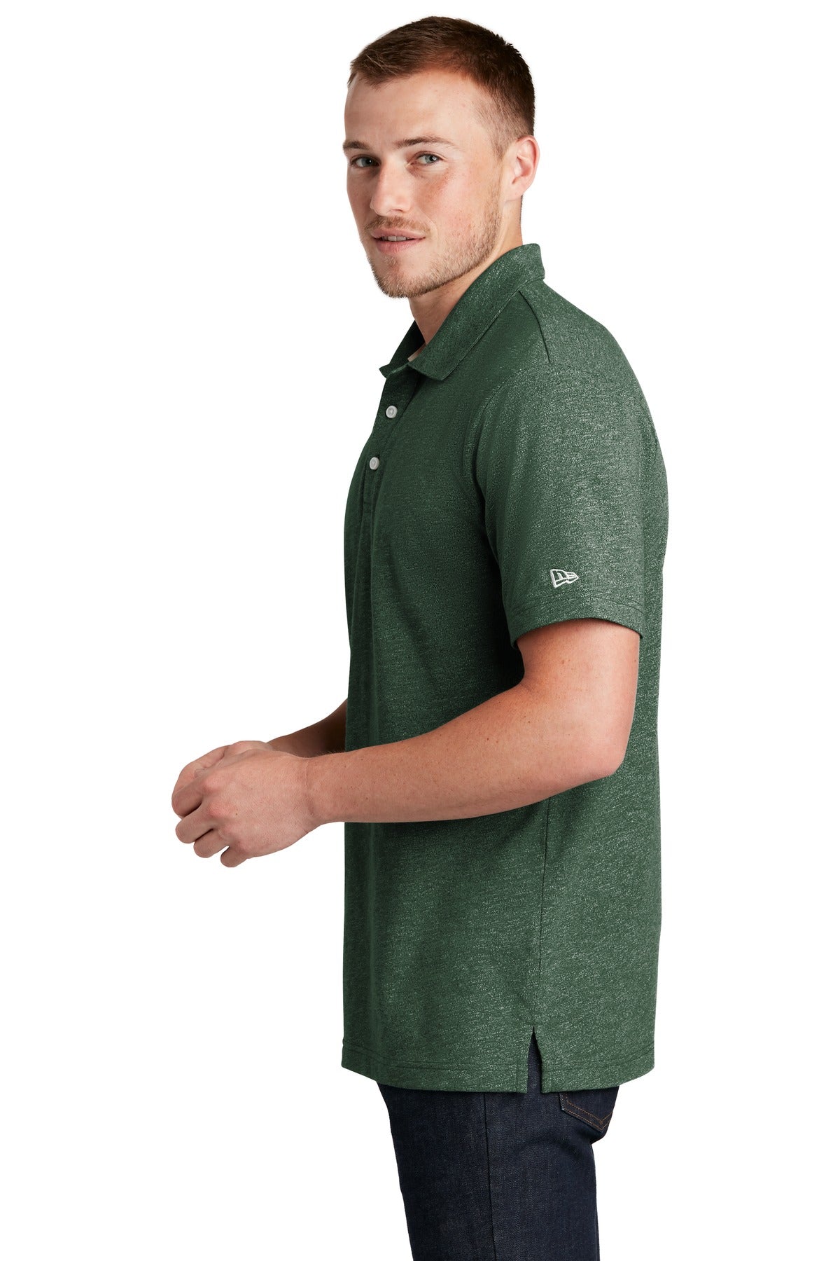 New Era Slub Twist Polo NEA301 - Dark Green Twist - side