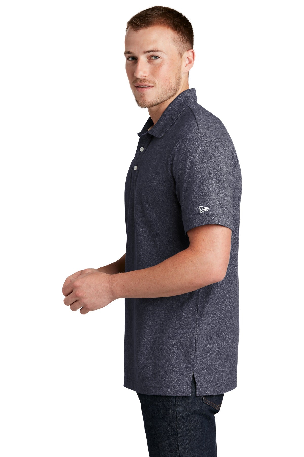 New Era Slub Twist Polo NEA301 - True Navy Twist - side