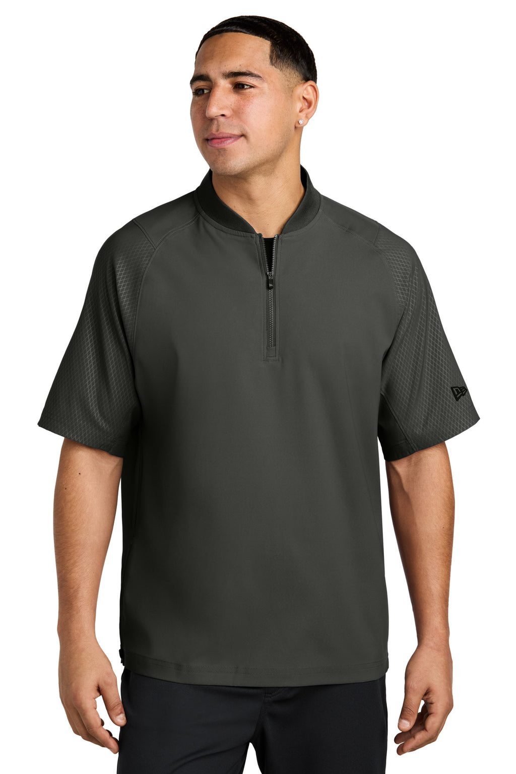 New Era Cage Short Sleeve 1/4-Zip Jacket. NEA600 - Black - front