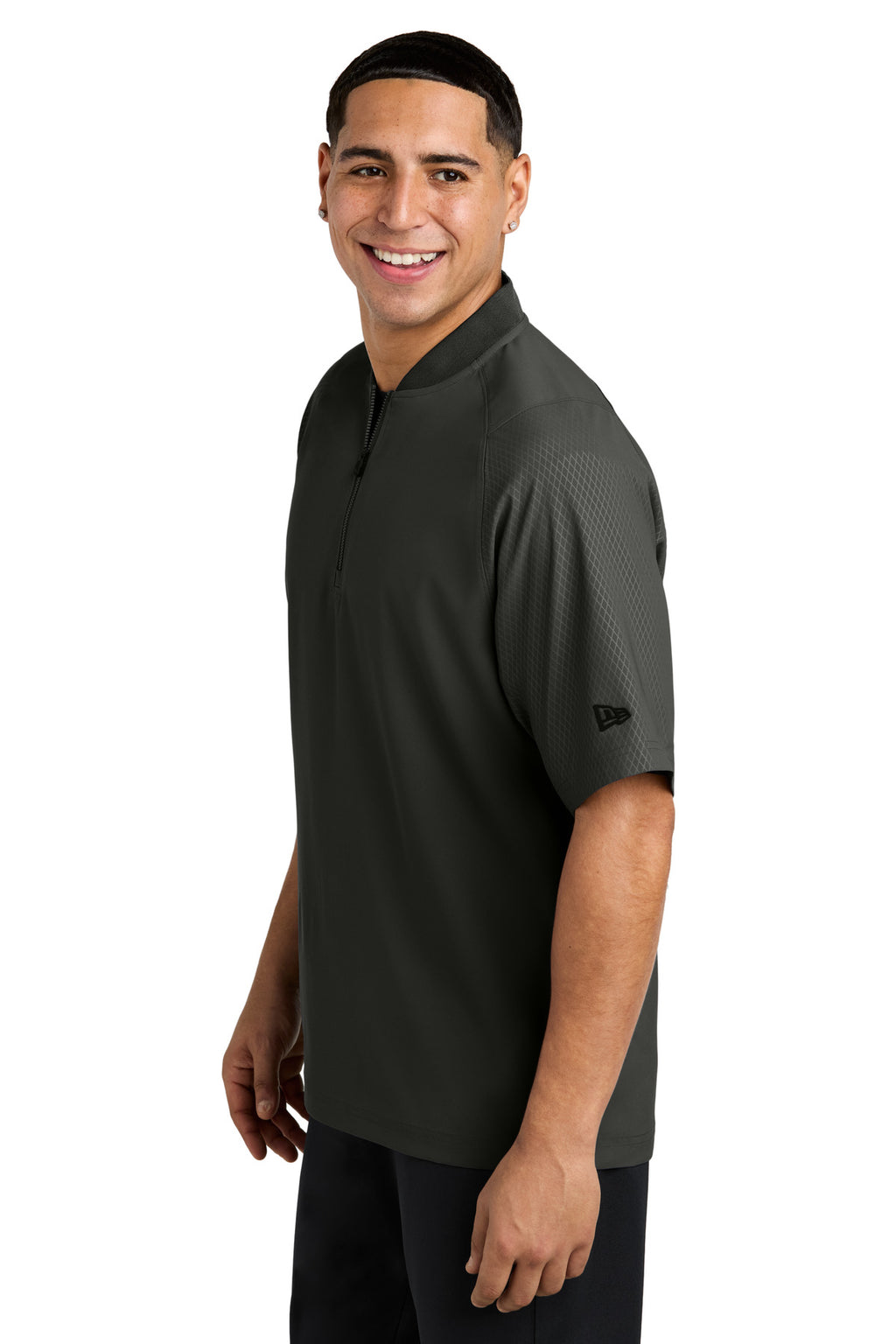 New Era Cage Short Sleeve 1/4-Zip Jacket. NEA600 - Black - side