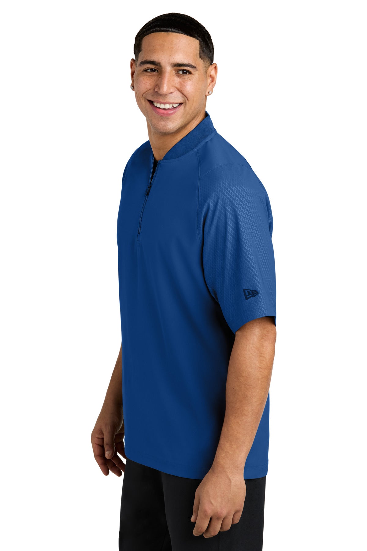 New Era Cage Short Sleeve 1/4-Zip Jacket. NEA600 - Royal - side