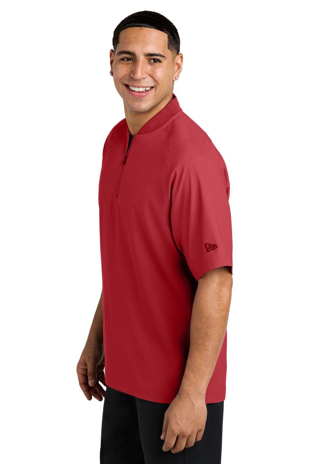 New Era Cage Short Sleeve 1/4-Zip Jacket. NEA600 - Scarlet - side