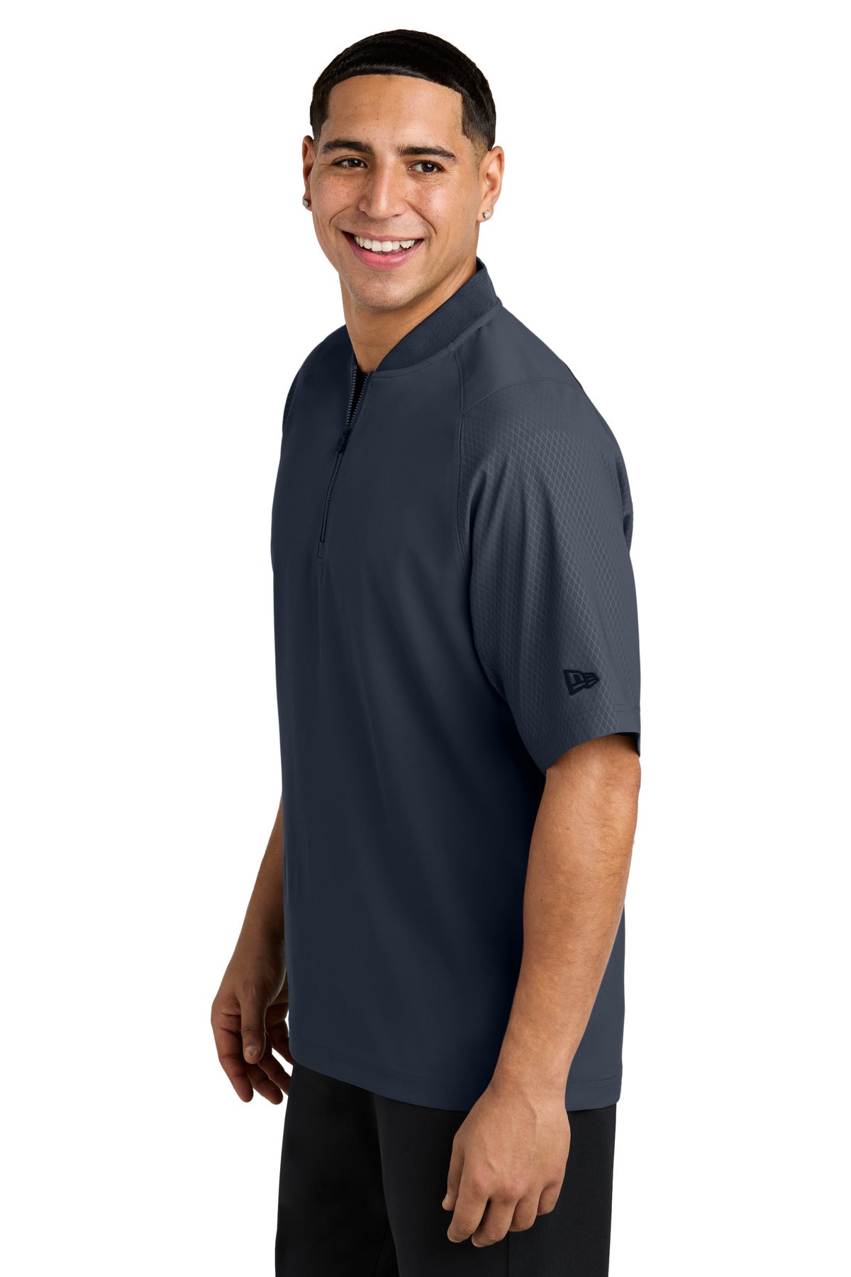New Era Cage Short Sleeve 1/4-Zip Jacket. NEA600 - True Navy - side
