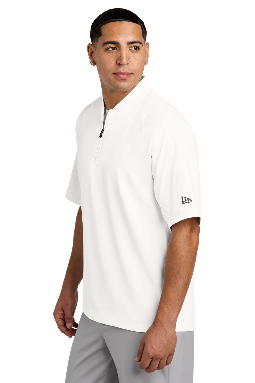 New Era Cage Short Sleeve 1/4-Zip Jacket. NEA600 - White - side