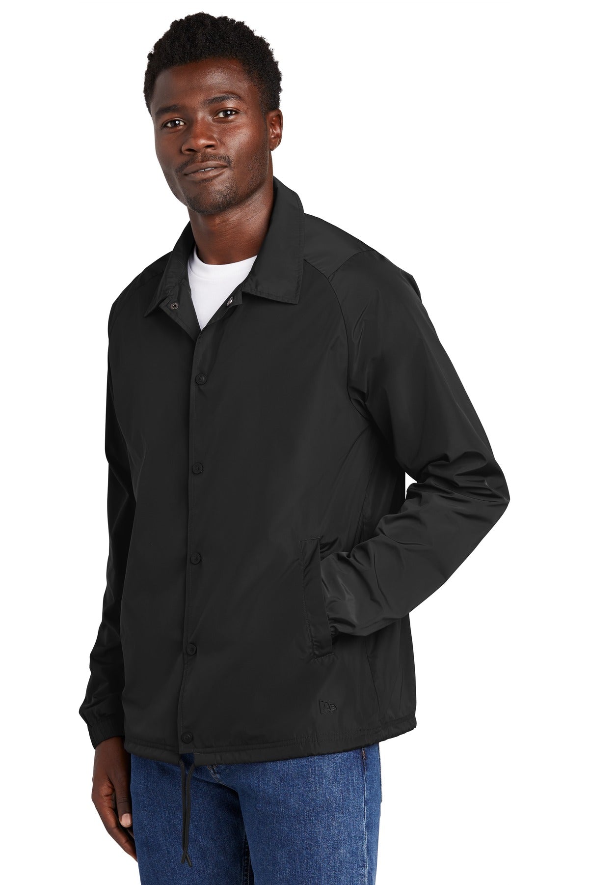 New Era Coaches Jacket NEA601 - Black - three_q