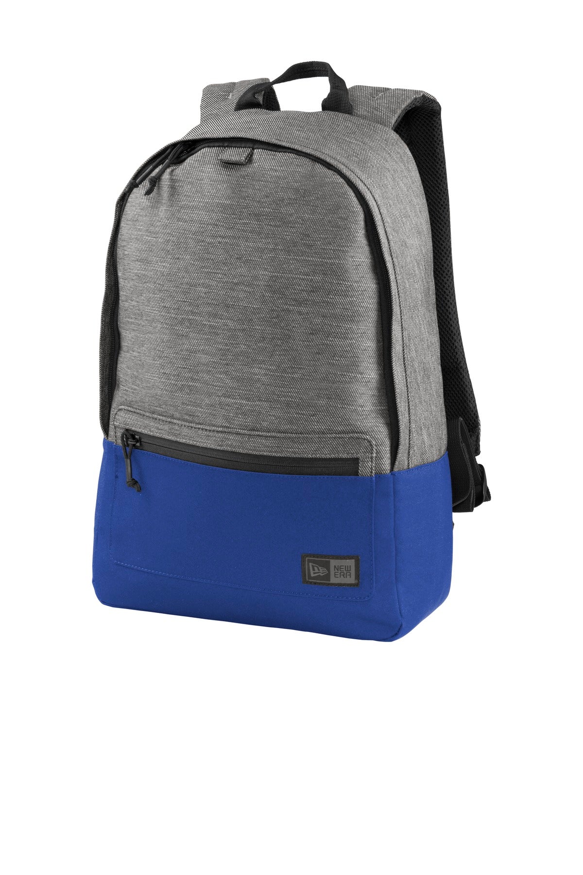 DISCONTINUED New Era Legacy Backpack. NEB201 - Grey Twill Heather/ Royal - front