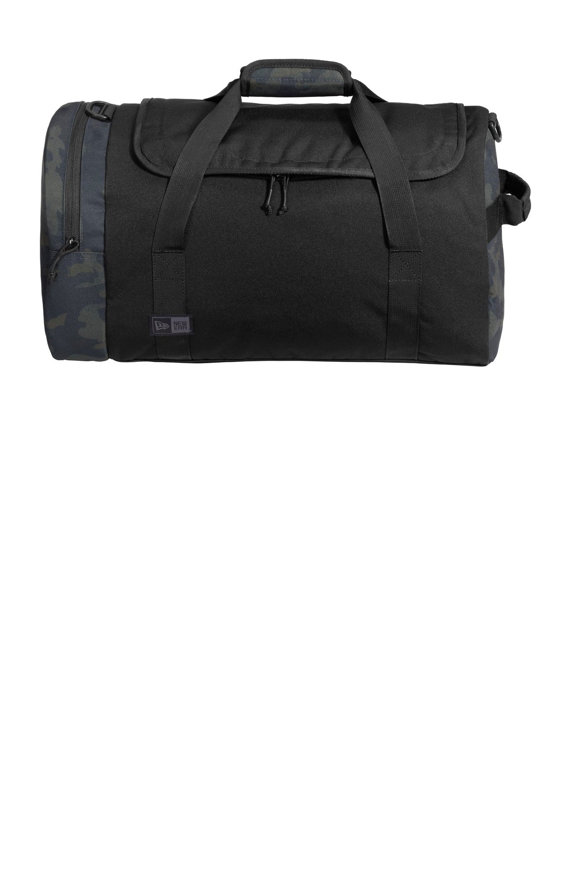 DISCONTINUED New Era Legacy Duffel. NEB800 - Black/ Mythic Camo - front