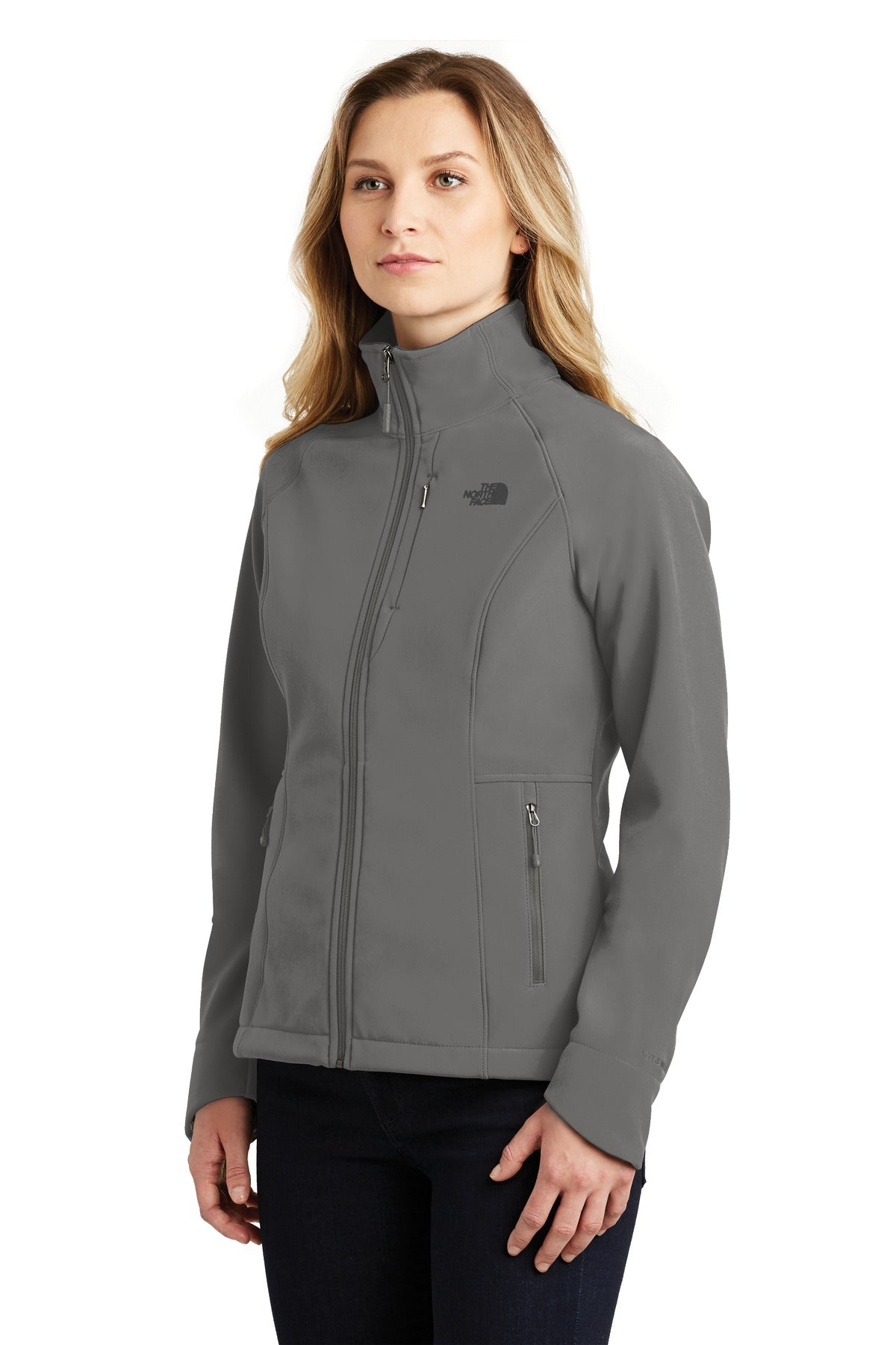 The North Face Women's Apex Barrier Soft Shell Jacket. NF0A3LGU - Asphalt Grey - three_q