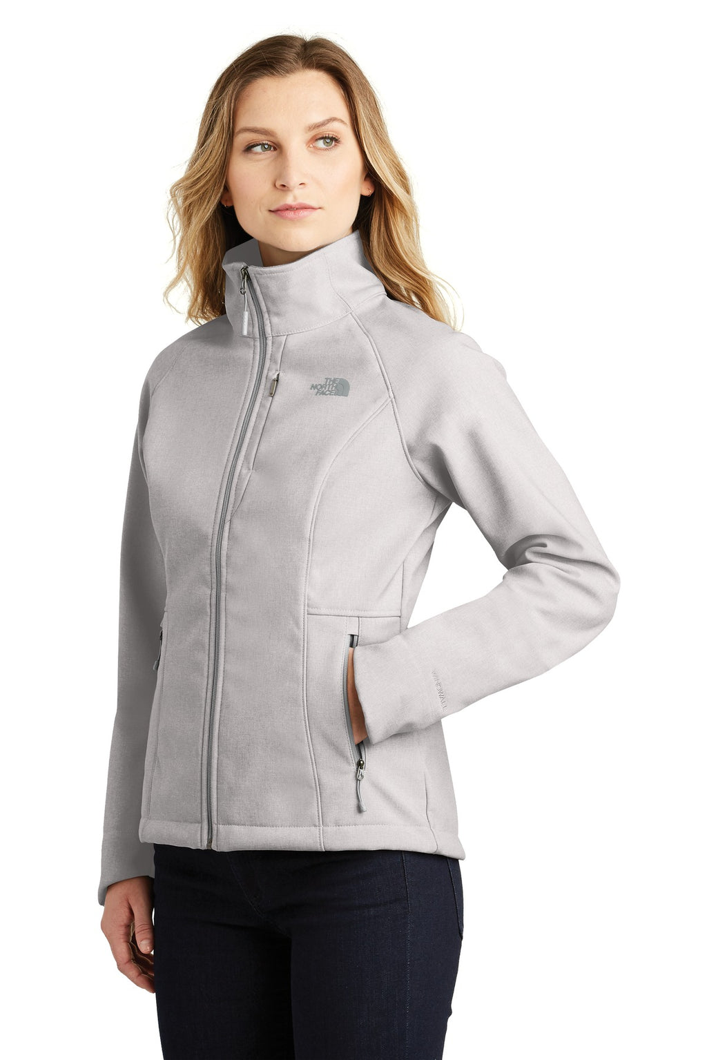 The North Face Women's Apex Barrier Soft Shell Jacket. NF0A3LGU - TNF Light Grey Heather - three_q