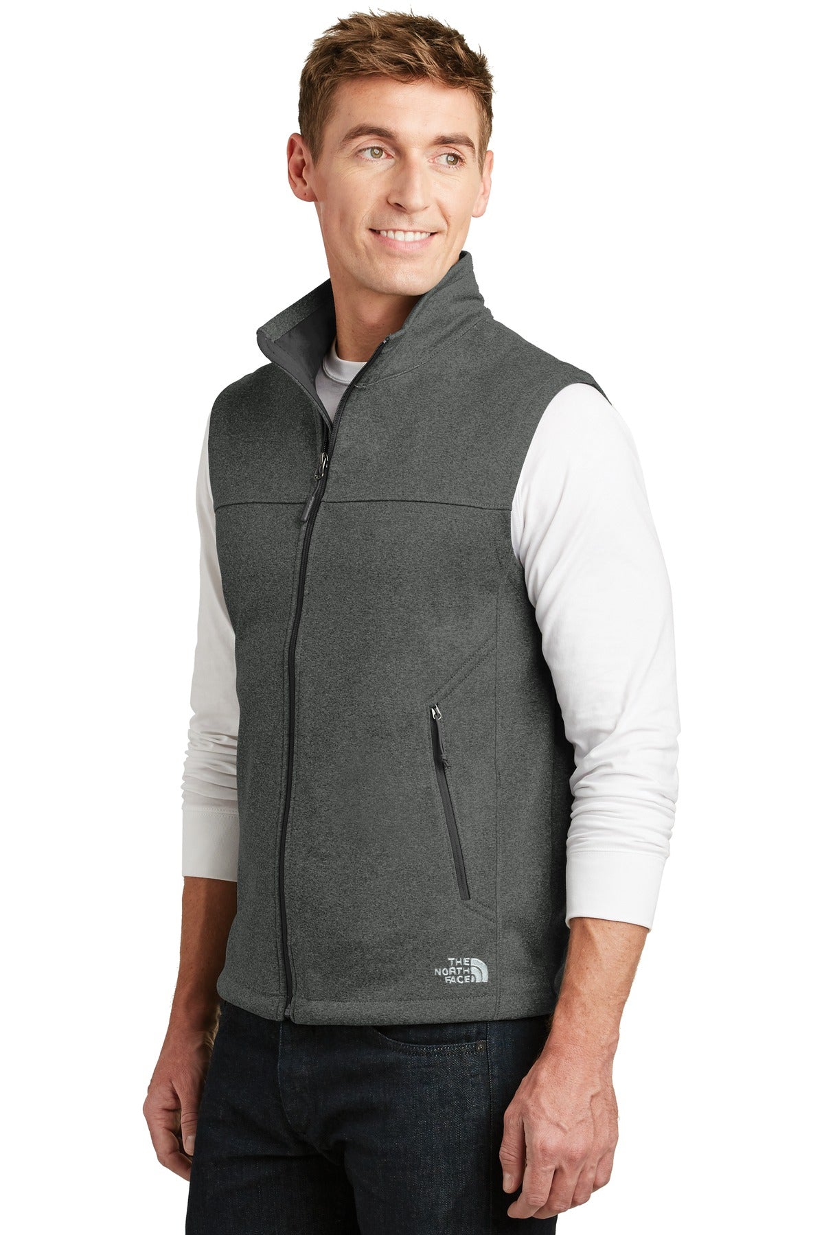 The North Face Ridgewall Soft Shell Vest. NF0A3LGZ - TNF Dark Grey Heather - three_q