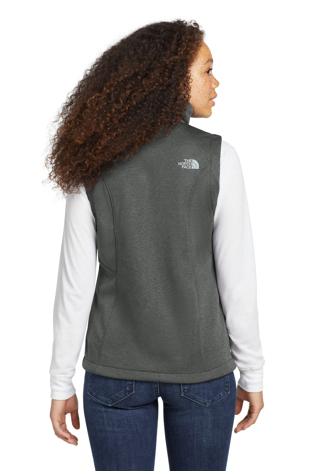 The North Face Women's Ridgewall Soft Shell Vest. NF0A3LH1 - TNF Dark Grey Heather - back