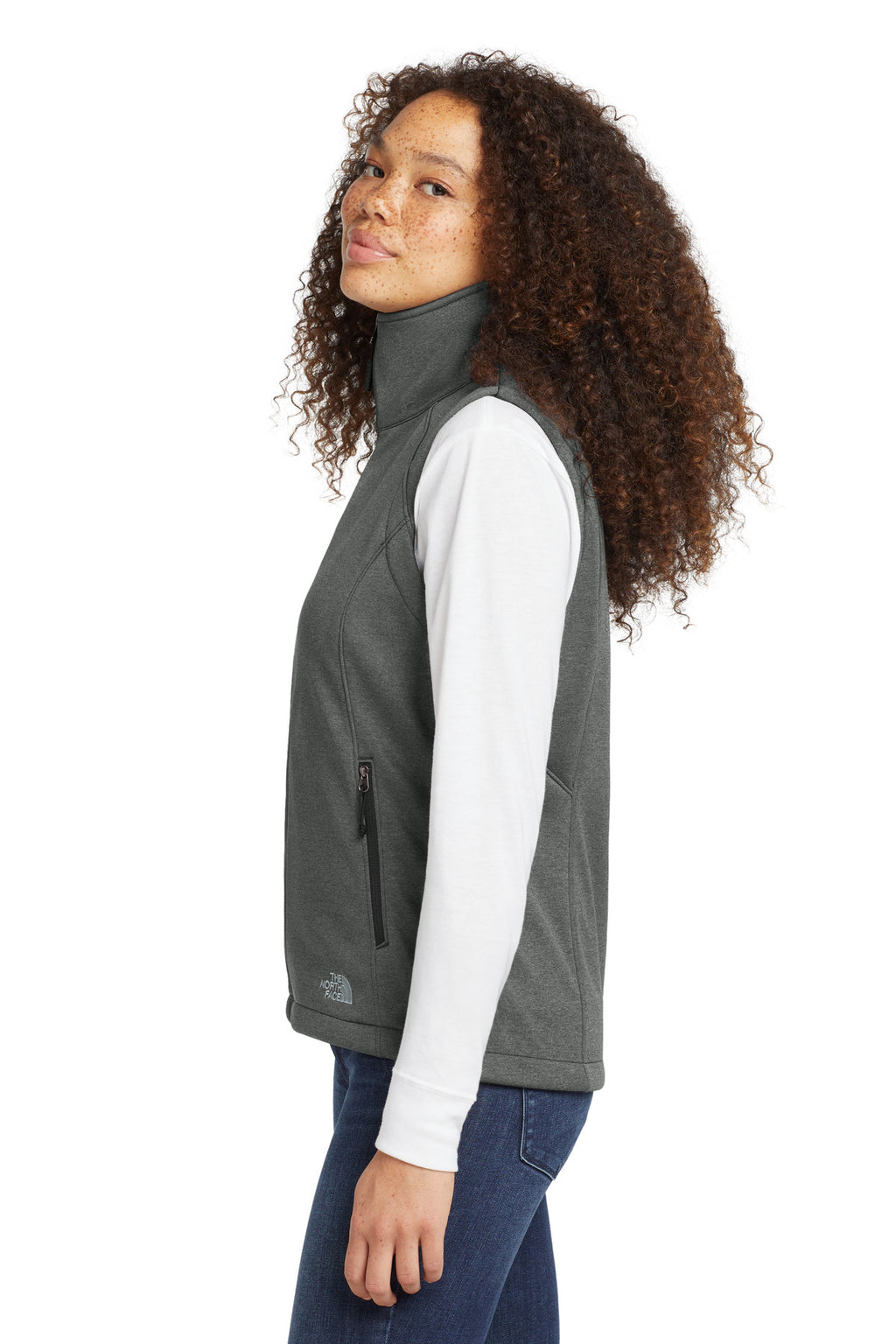 The North Face Women's Ridgewall Soft Shell Vest. NF0A3LH1 - TNF Dark Grey Heather - side
