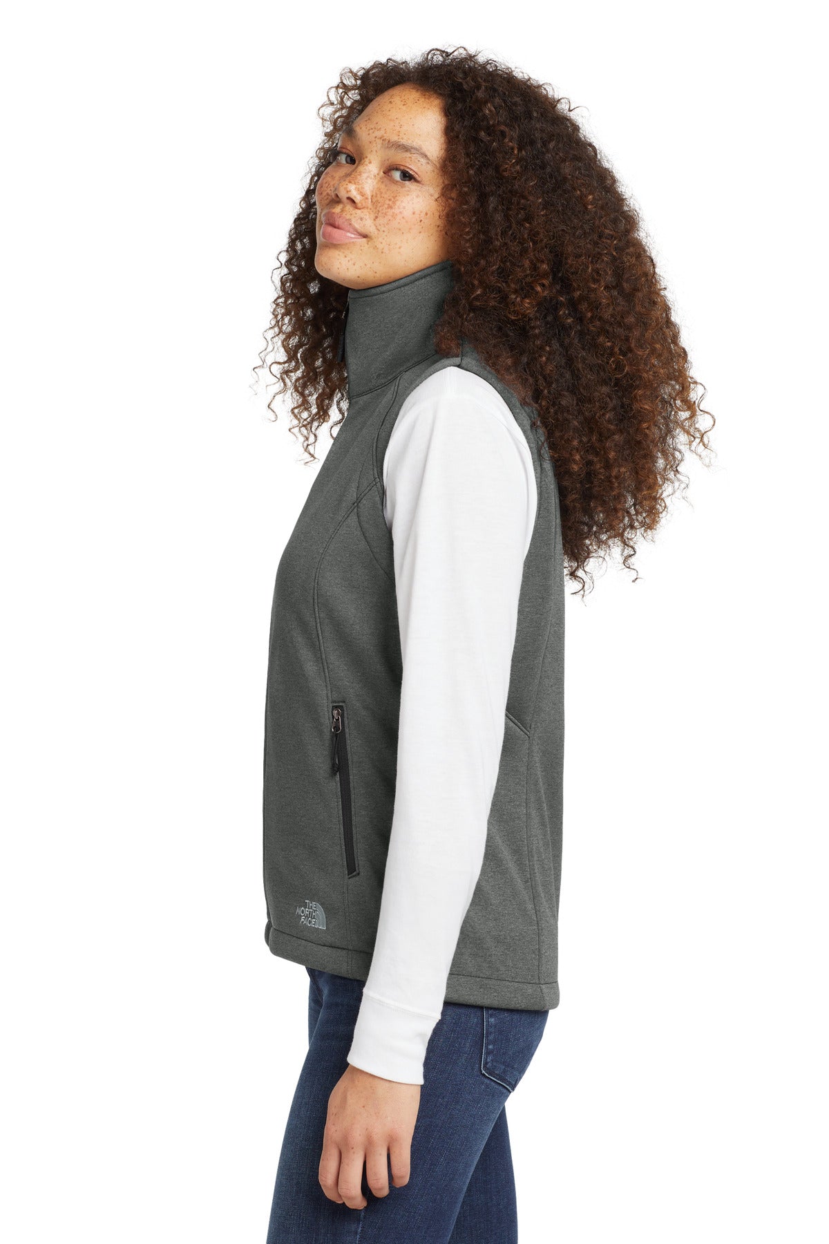 The North Face Women's Ridgewall Soft Shell Vest. NF0A3LH1 - TNF Dark Grey Heather - side