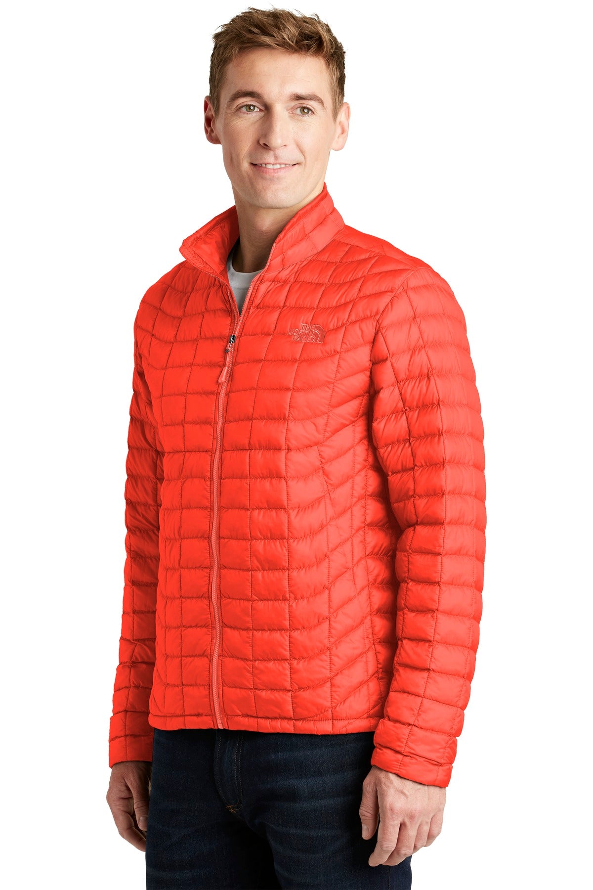The North Face ThermoBall Trekker Jacket. NF0A3LH2 - Fire Brick Red - three_q
