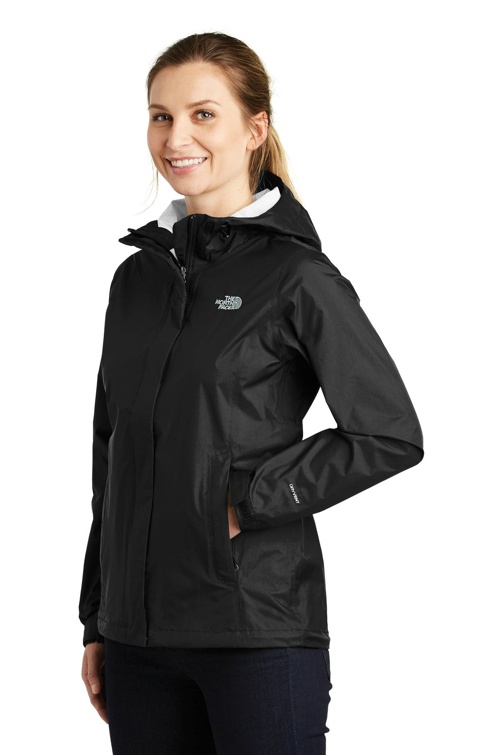The North Face Women's DryVent Rain Jacket. NF0A3LH5 - TNF Black - three_q
