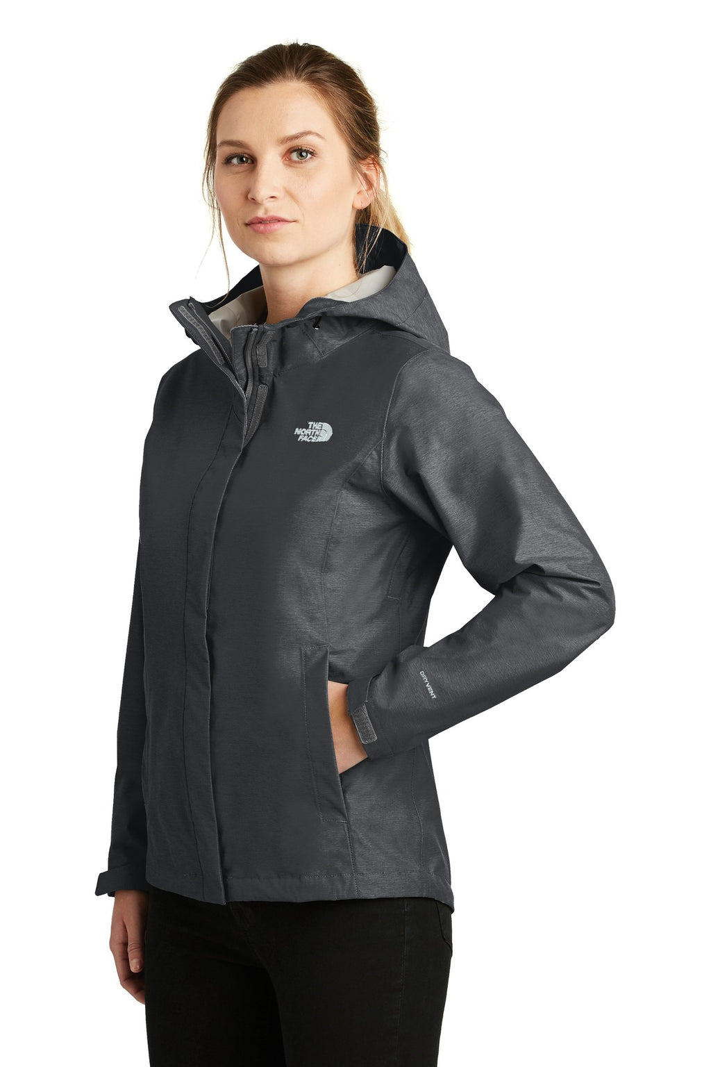 The North Face Women's DryVent Rain Jacket. NF0A3LH5 - TNF Dark Grey Heather - three_q