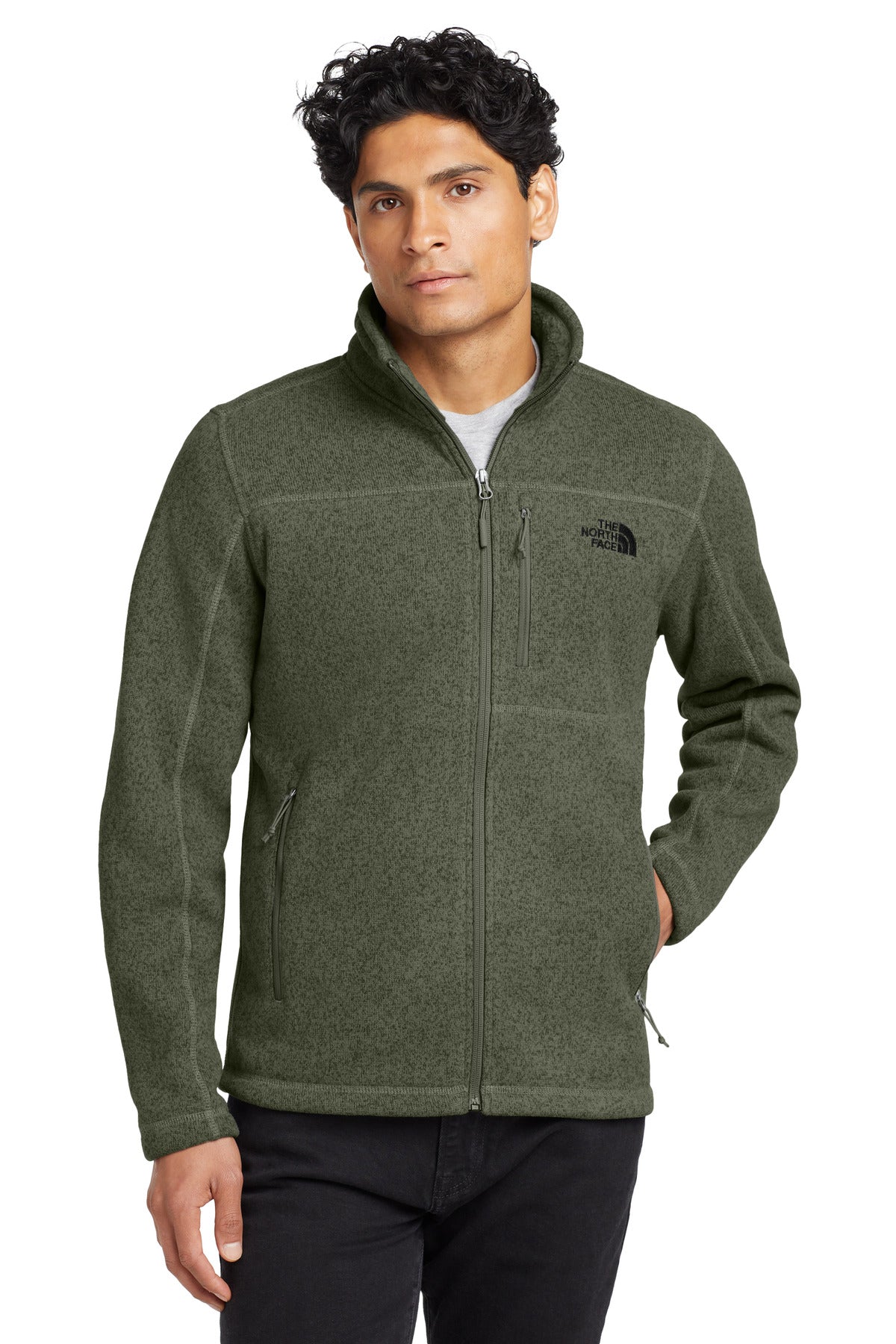 The North Face Sweater Fleece Jacket. NF0A3LH7 - New Taupe Green Heather - front