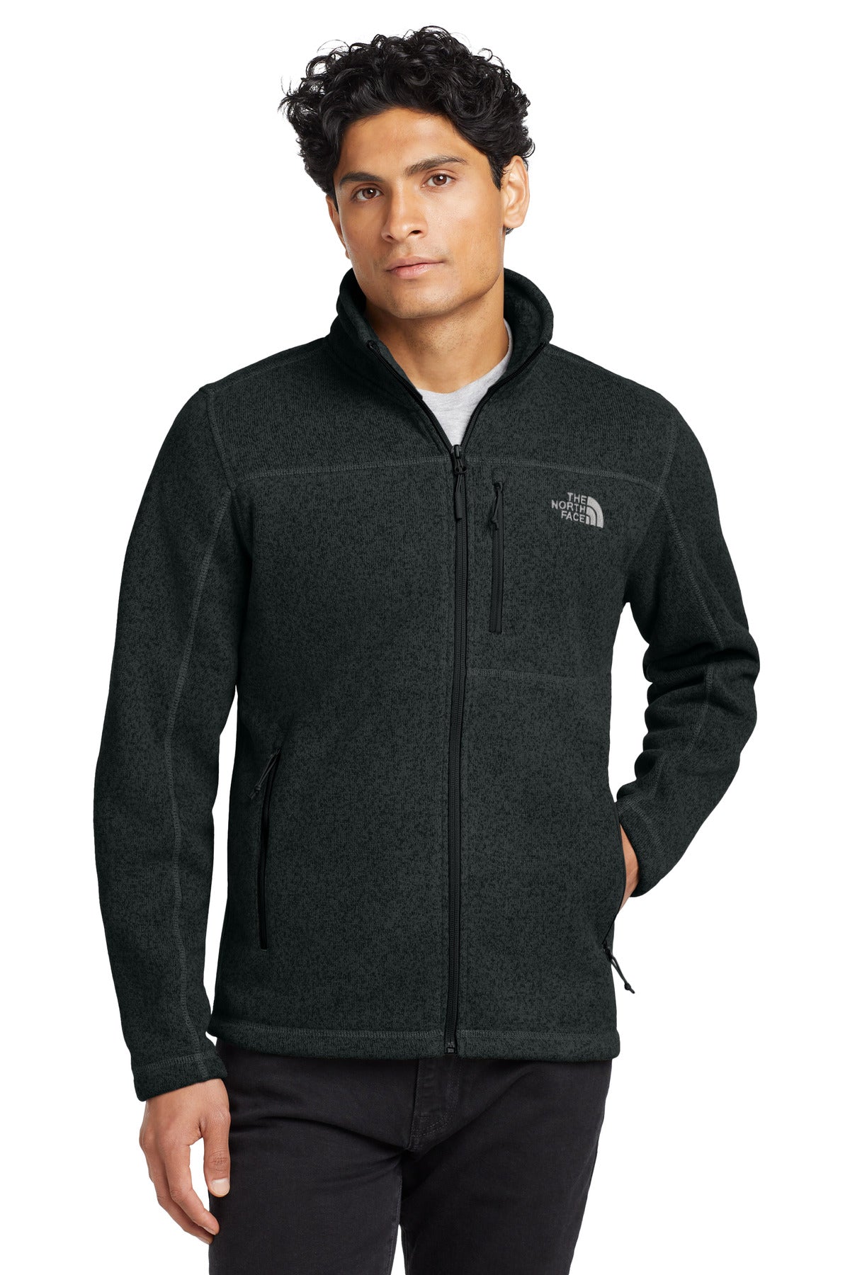 The North Face Sweater Fleece Jacket. NF0A3LH7 - TNF Black Heather - front