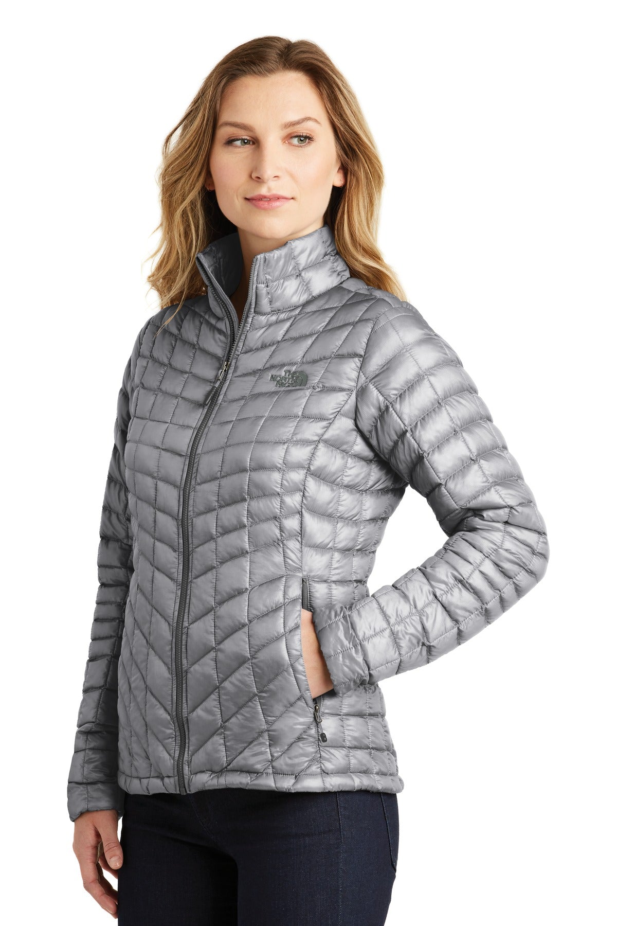 The North Face Women's ThermoBall Trekker Jacket. NF0A3LHK - Mid Grey - three_q