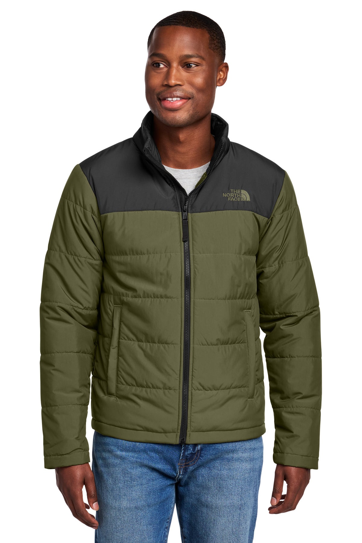 The North Face Chest Logo Everyday Insulated Jacket NF0A7V6J - Burnt Olive Green - front