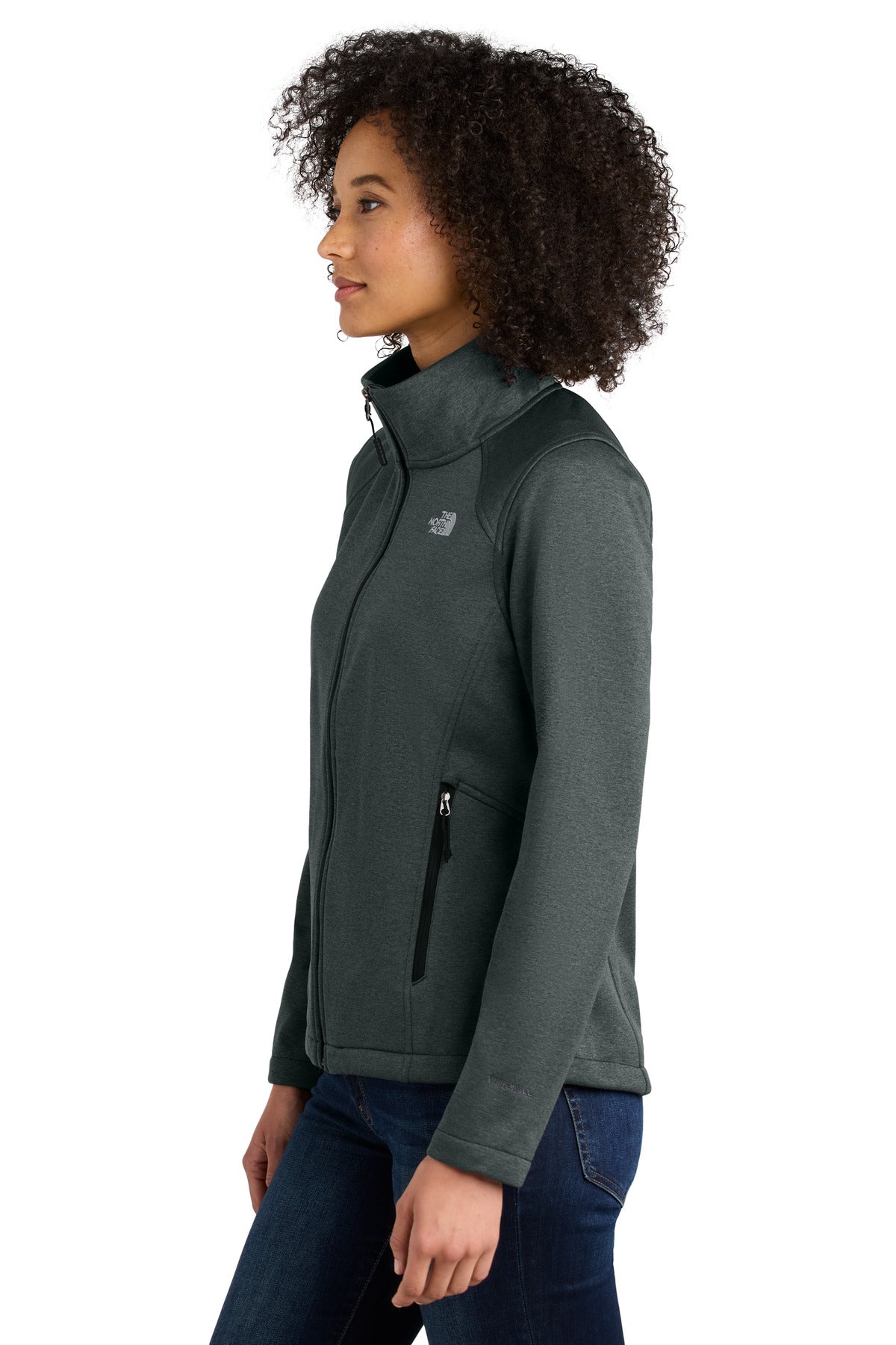 The North Face Women's Chest Logo Ridgewall Soft Shell Jacket NF0A88D4 - TNF Dark Grey Heather - side