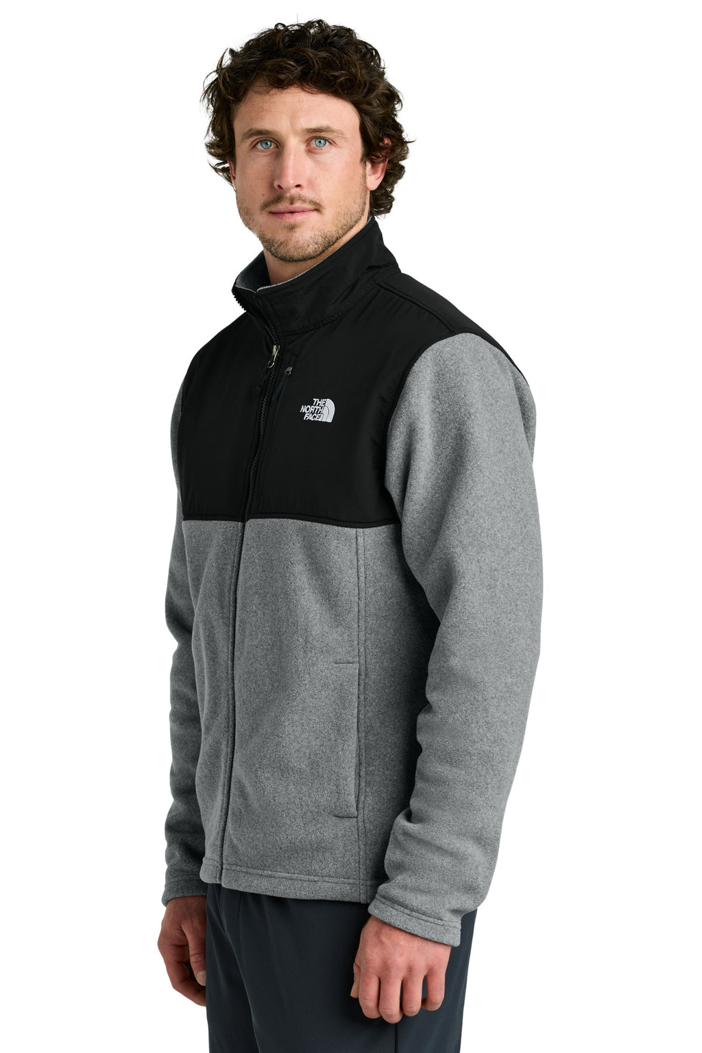The North Face Highest Peak Full-Zip Fleece Jacket NF0A8BUQ - TNF Medium Grey Heather/ TNF Black - side