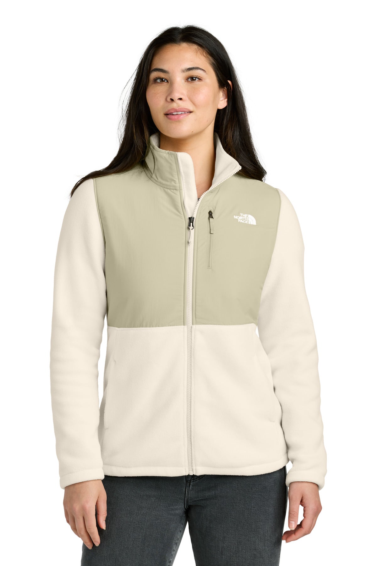 The North Face Women's Highest Peak Full-Zip Fleece Jacket NF0A8BUR - Gardenia White/ Gravel - front