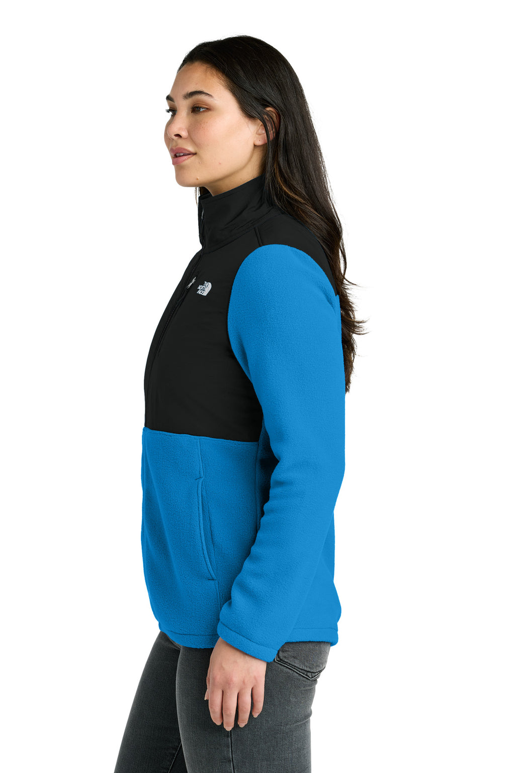 The North Face Women's Highest Peak Full-Zip Fleece Jacket NF0A8BUR - Hero Blue/ TNF Black - side