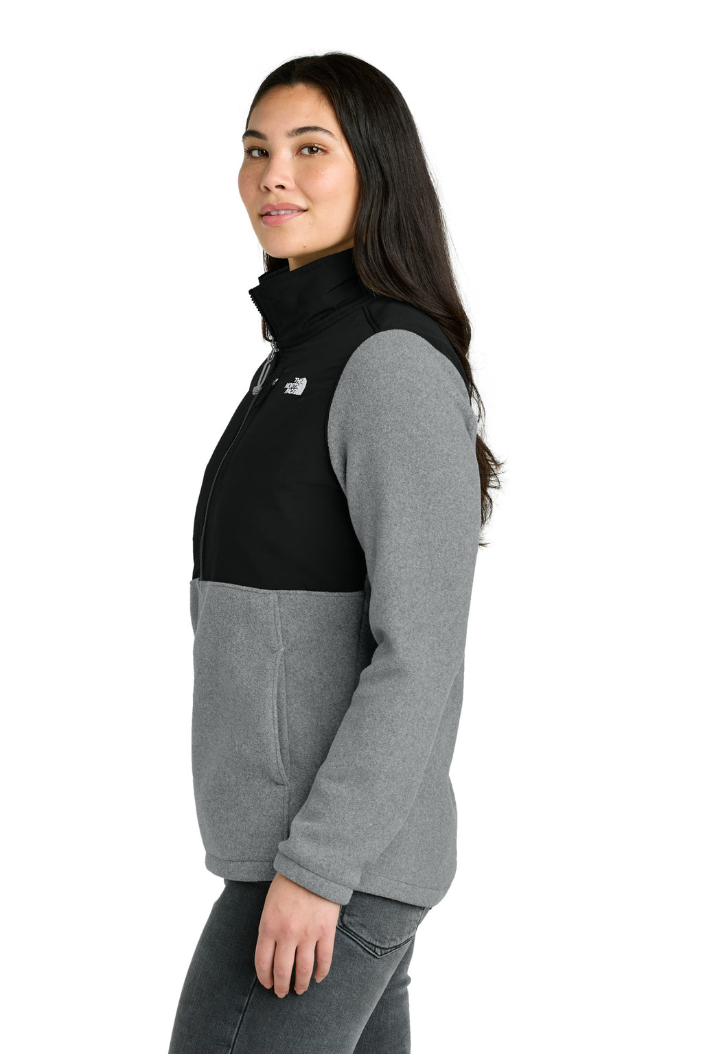The North Face Women's Highest Peak Full-Zip Fleece Jacket NF0A8BUR - TNF Medium Grey Heather/ TNF Black - side