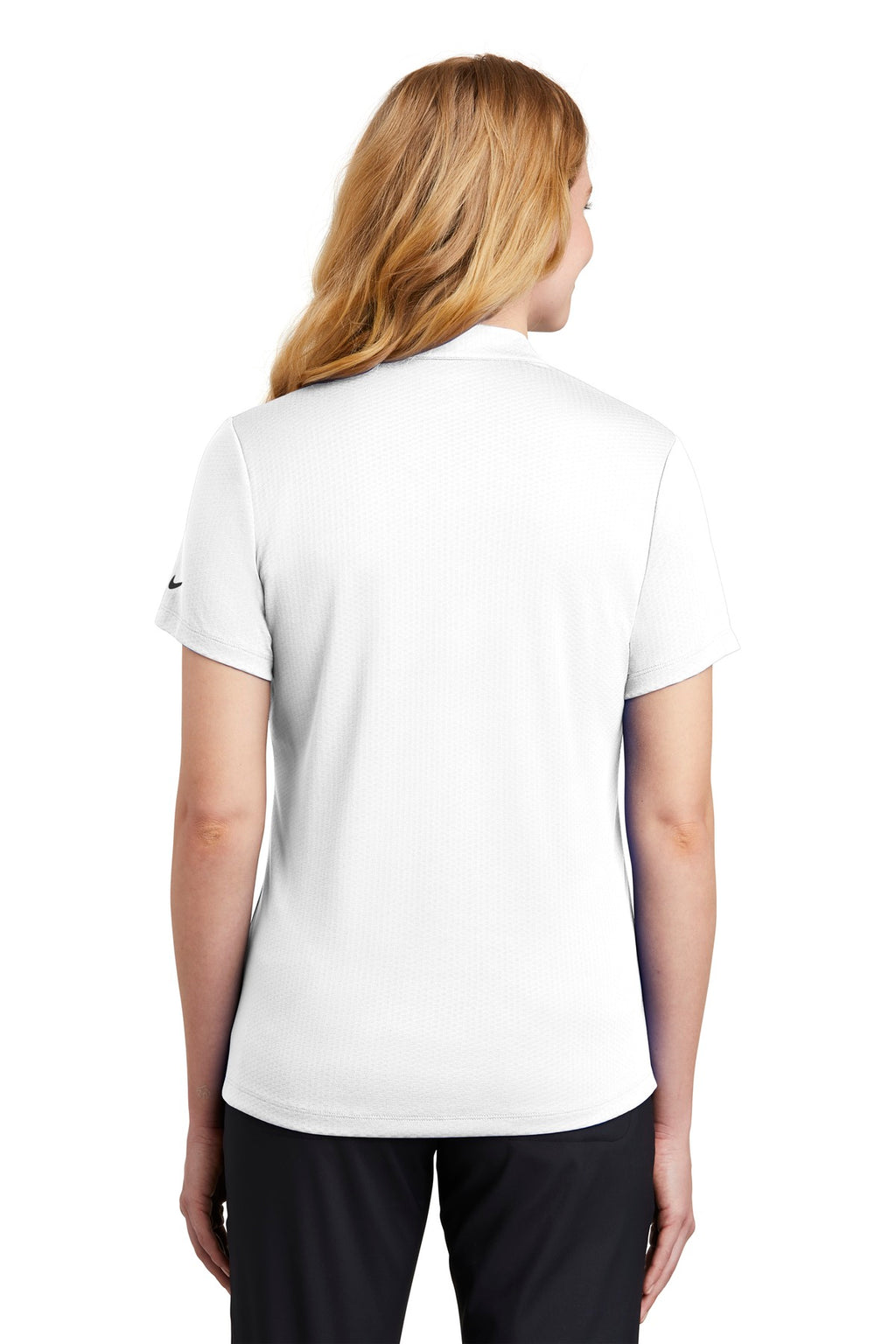 DISCONTINUED Nike Ladies Dri-FIT Hex Textured V-Neck Top. NKAA1848 - White - back