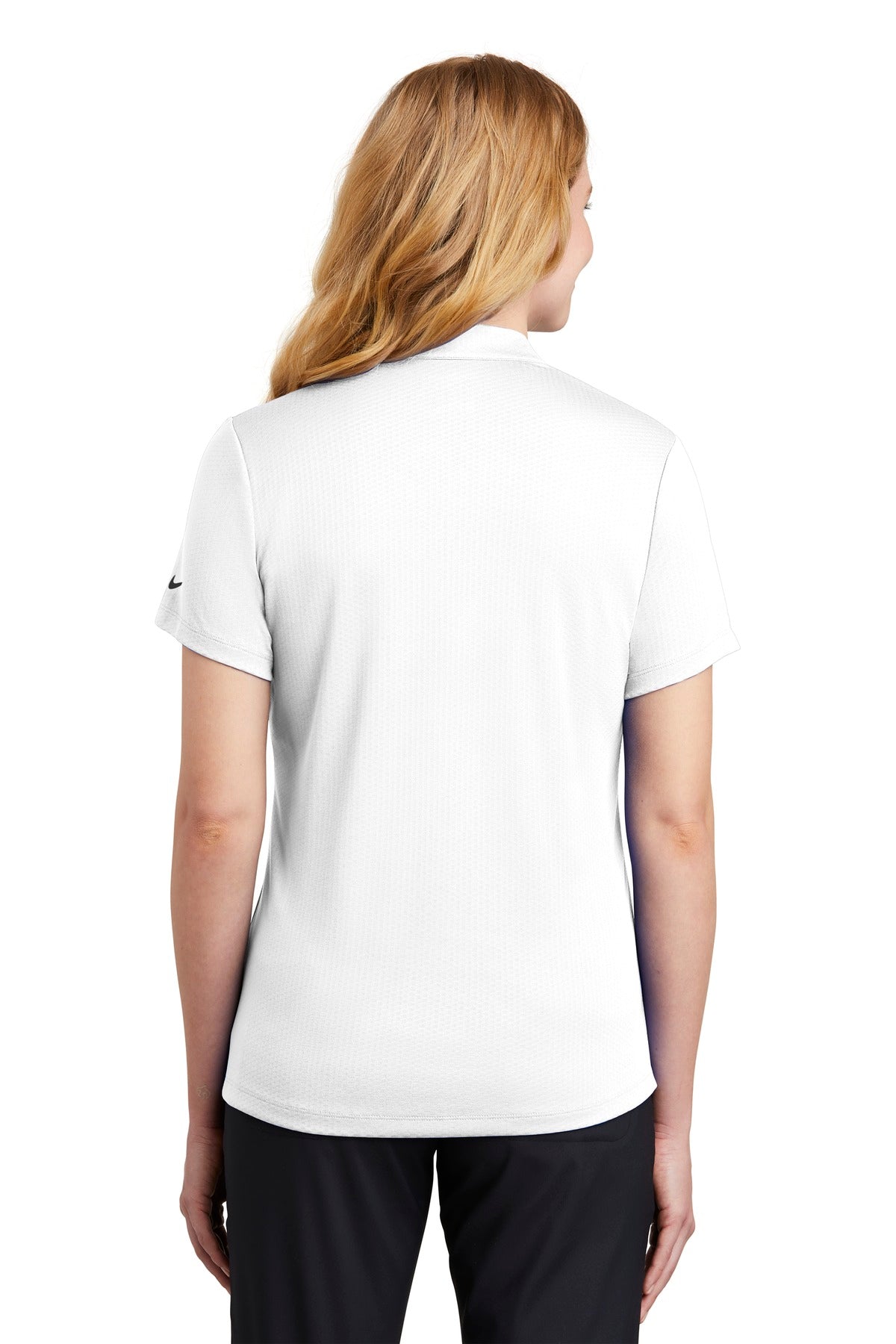 DISCONTINUED Nike Ladies Dri-FIT Hex Textured V-Neck Top. NKAA1848 - White - back