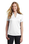DISCONTINUED Nike Ladies Dri-FIT Hex Textured V-Neck Top. NKAA1848 - White - front